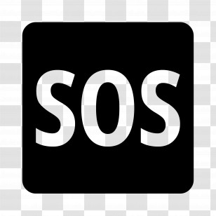 Sos Button Emoji - Black SOS Sign Illustration Transparent PNG