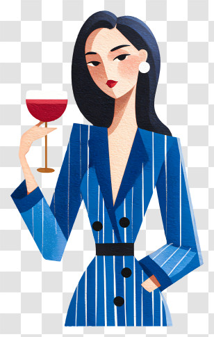 Woman Drinking Red Wine - Chic Woman Holding Wine Glass Transparent PNG