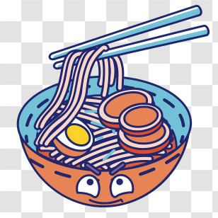 Icon - Cartoon Ramen Bowl With Noodles And Eggs Transparent PNG