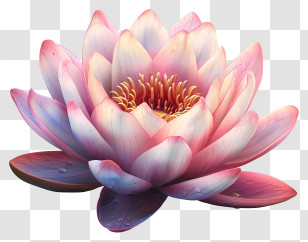 Pastel Lotus Flower - Pink Water Lily In Full Bloom Transparent PNG