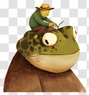 Cartoon Frog - Man Riding A Giant Frog Illustration Transparent PNG