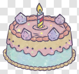 Birthday Cake - Colorful Birthday Cake With Candle Transparent PNG