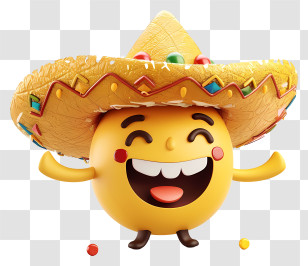 Cinco De Mayo - Smiling Emoji With Sombrero Transparent PNG