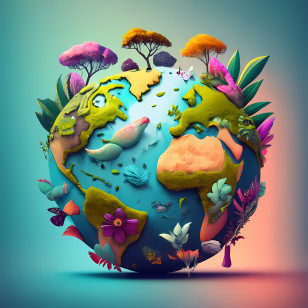 Earth Day - Artistic Illustration Of The Earth With Nature Elements Transparent PNG