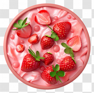 Strawberry Smoothie Bowl - Strawberry Dessert With Fresh Berries Transparent PNG