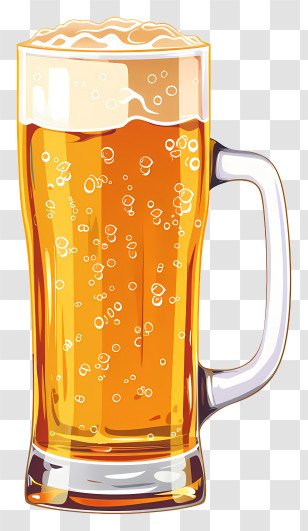 Beer - Foamy Beer Glass Illustration Transparent PNG