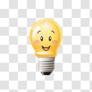 Light Bulb - Smiling Cartoon Light Bulb Illustration Transparent PNG