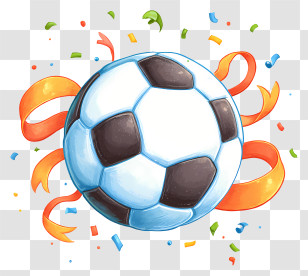 Soccer Ball With Confetti - Soccer Ball With Confetti Celebration Transparent PNG