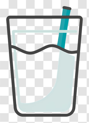 Cartoon - Glass Of Milk With Straw Transparent PNG