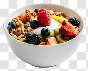 Food Bowl - Bowl Of Fruits And Granola For Healthy Breakfast Transparent PNG