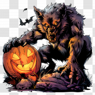 Werewolf - Werewolf With Pumpkin Illustration Transparent PNG