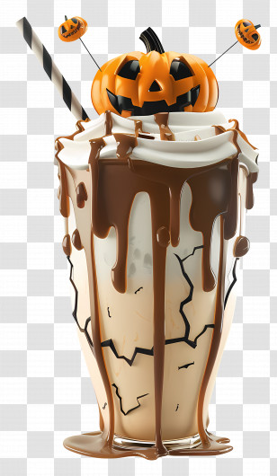 Halloween Milkshake - Chocolate Pumpkin Milkshake With Cracks Transparent PNG