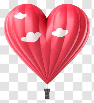 Heart Shaped Hot Air Balloon - Heart-Shaped Hot Air Balloon With Clouds Transparent PNG