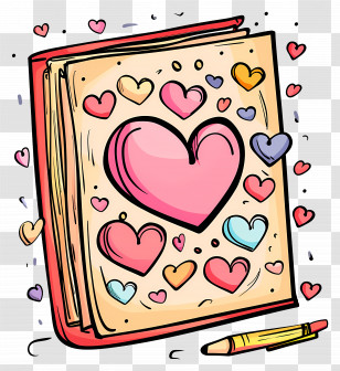 Notebook - Love Book With Hearts Illustration Transparent PNG