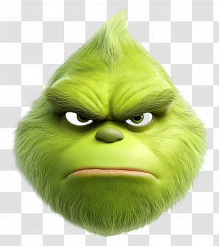 Grinch Head - Grumpy Green Cartoon Face Illustration Transparent PNG
