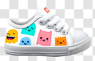 Infant Sneakers - Colorful Kids Shoe With Cartoon Faces Transparent PNG