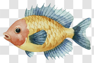 Watercolor Illustration - Yellow Fish Watercolor Illustration Transparent PNG