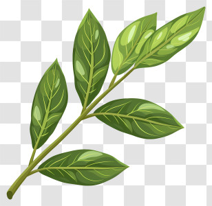 Cherry Laurel Leaf - Bright Green Leaf Branch Illustration Transparent PNG