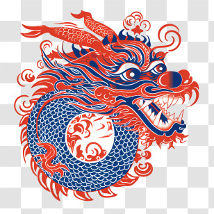 Chinese Dragon - Red And Blue Dragon Illustration Transparent PNG