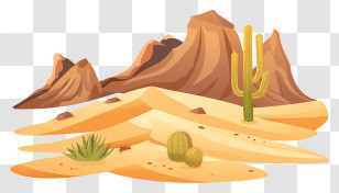 Desert - Desert Landscape Illustration With Cactus Transparent PNG