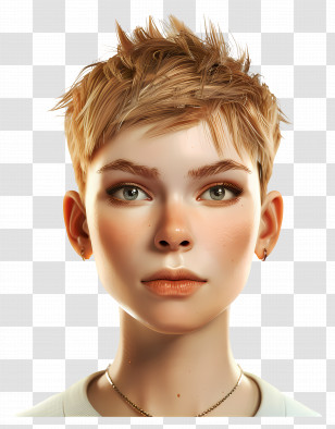 Very Short Pixie Haircuts - Portrait Of A Blonde Girl With Short Hair Transparent PNG