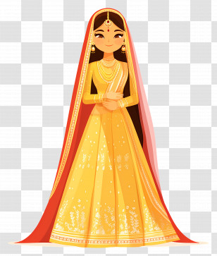 Indian Wedding Saree - Woman In Elegant Traditional Festival Dress Transparent PNG