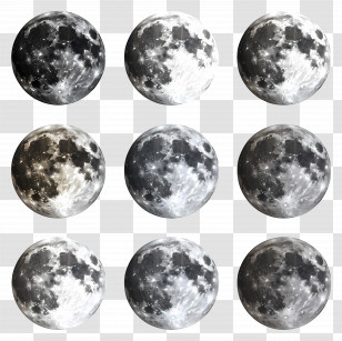 3d Moon - Different Phases Of The Moon Transparent PNG
