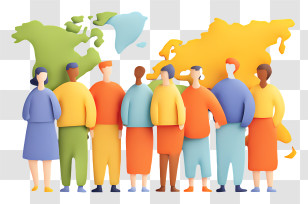 World Population Day - Colorful People With World Map Background Transparent PNG