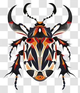 Tibetan Beetle - Artistic Ornate Beetle Illustration Transparent PNG