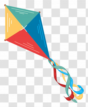 Kites In Sky - Colorful Kite With Strings Transparent PNG