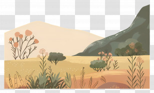 Green Mountains Background - Desert Landscape Art With Hills And Sparse Vegetation Transparent PNG