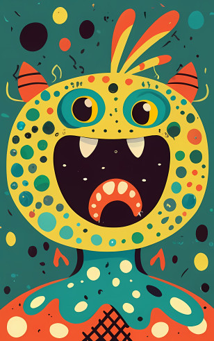 Cartoon Monster - Colorful Spotted Cartoon Monster Transparent PNG