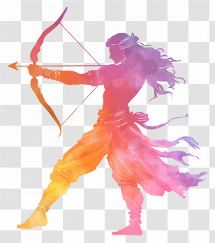 Dussehra - Colorful Archer Silhouette Transparent PNG