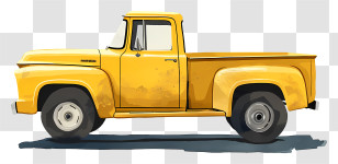 Pickup Truck - Vintage Yellow Pickup Truck Transparent PNG