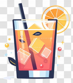 Cocktail - Refreshing Orange Cocktail With Ice Transparent PNG