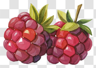 Cartoon - Watercolor Raspberries Transparent PNG