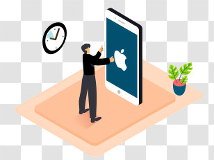 Iphone - Person Interacting With A Large Smartphone Transparent PNG
