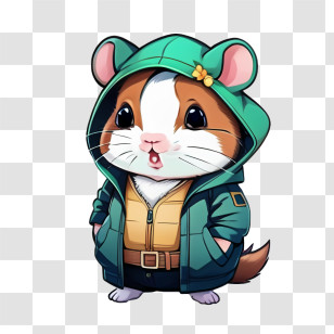 Cute Hamster - Cute Hamster In A Green Hoodie Transparent PNG