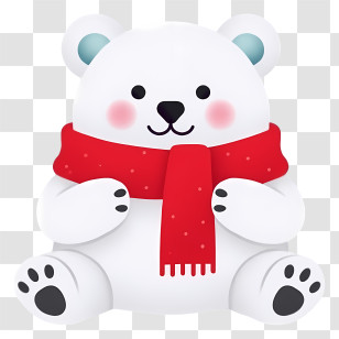 Polar Bear - Cute White Bear With Red Scarf Transparent PNG