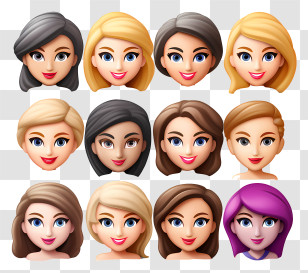 Emoji - Diverse Female Faces Collection Transparent PNG