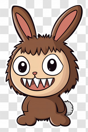 Brown Bunny - Cartoon Rabbit With Sharp Teeth Transparent PNG