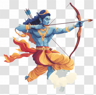 Dussehra - Mythical Archer Illustration Transparent PNG
