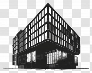 Tall Building Silhouette - Modern Office Building With Contemporary Design Transparent PNG