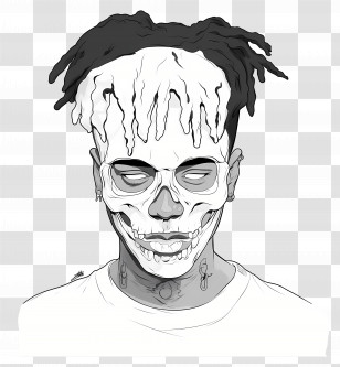 Xxxtentacion - Half Skull Face Art Transparent PNG