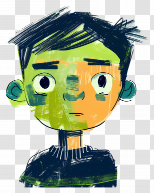 Child - Colorful Cartoon Boy Portrait Transparent PNG