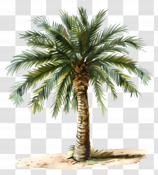Palm Tree - Tropical Palm Tree Watercolor Illustration Transparent PNG