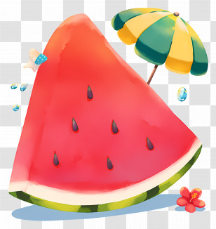 Watermelon Slice - Summer Watermelon With Umbrella Transparent PNG