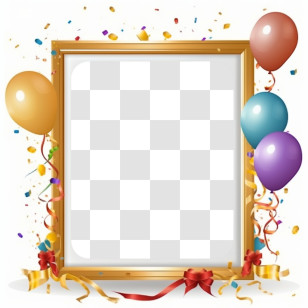Birthday Frame - Festive Picture Frame With Balloons Transparent PNG
