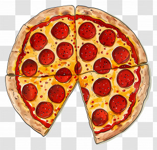 Pepperoni Pizza - Pepperoni Pizza Illustration With Cheesy Toppings Transparent PNG