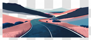 Highway Landscape - Winding Road Through Hills Transparent PNG